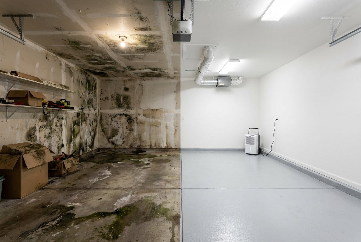 Mold Removal & Remediation before and after in garage, Fair Lawn NJ