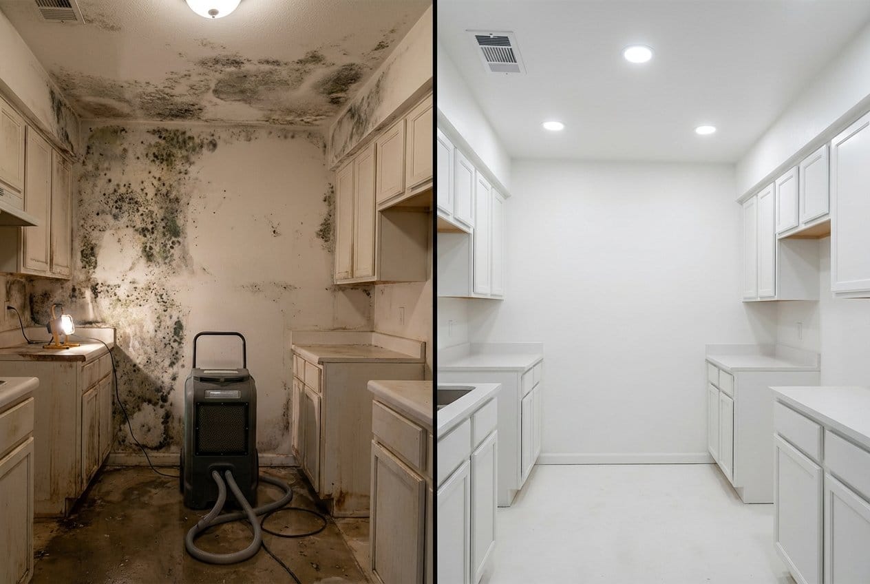 Basement & Foundation Mold Removal restoration — home kitchen of two-story residence in Fair Lawn, NJ
