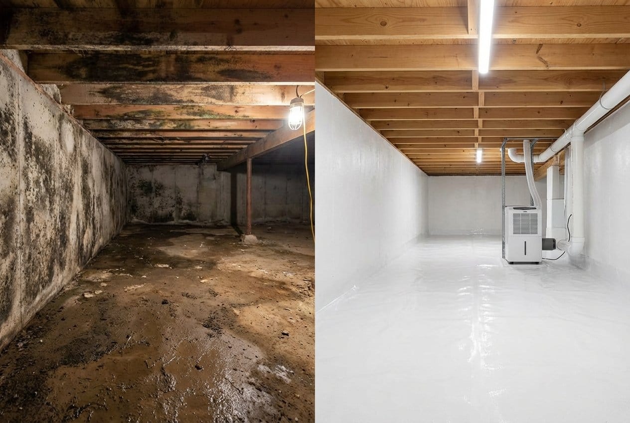 Post-Remediation Cleaning & Clearance restoration โ crawl space of bungalow in Fair Lawn, NJ