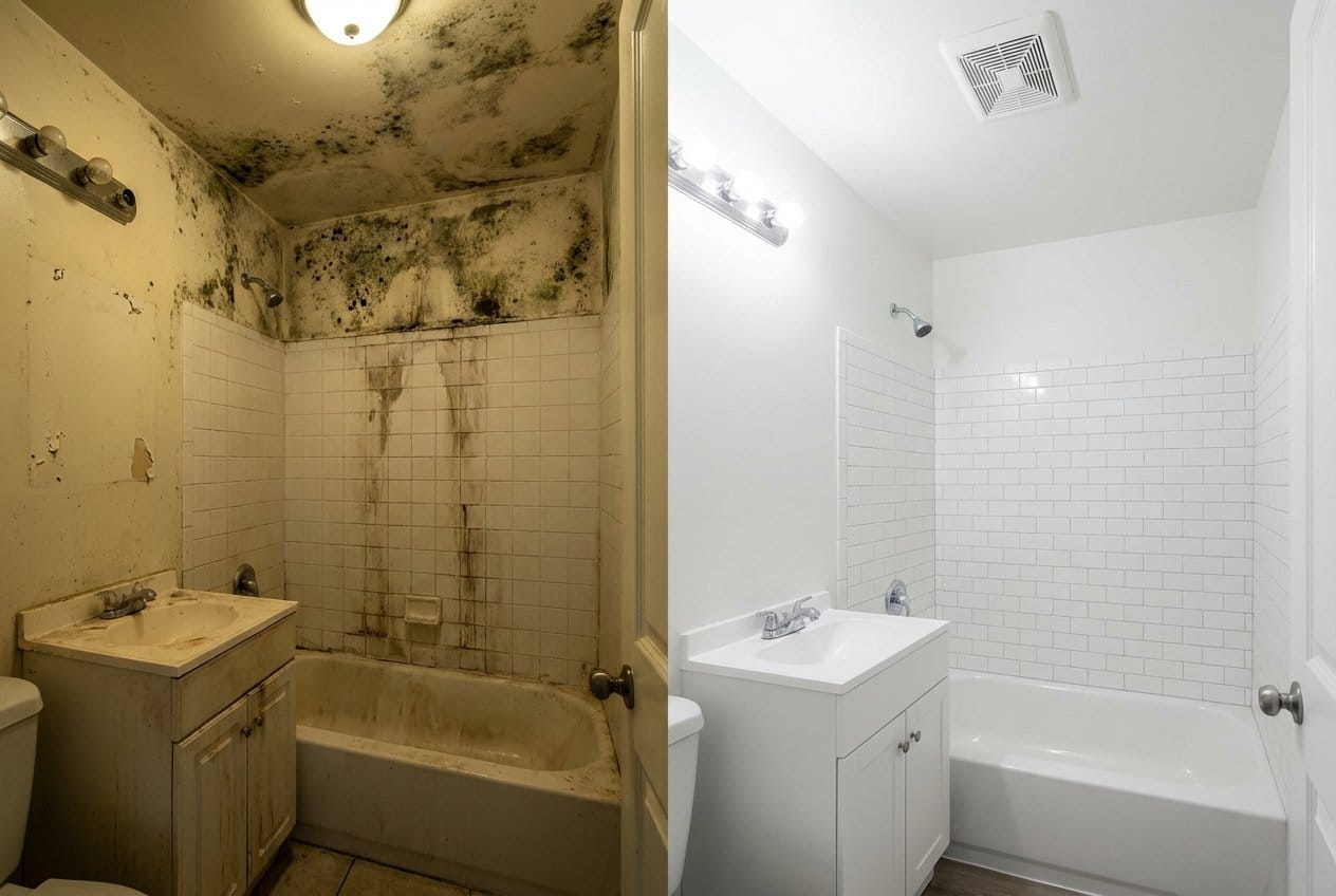 Fair Lawn Mold Removal bathroom restoration before and after in Fair Lawn